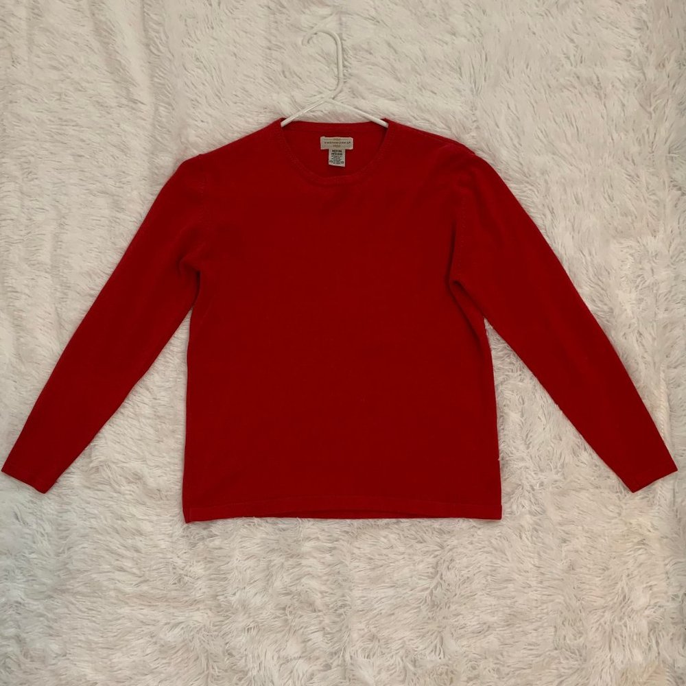 Yarnworks Women's Red Long Sleeve Crew Neck Sweater